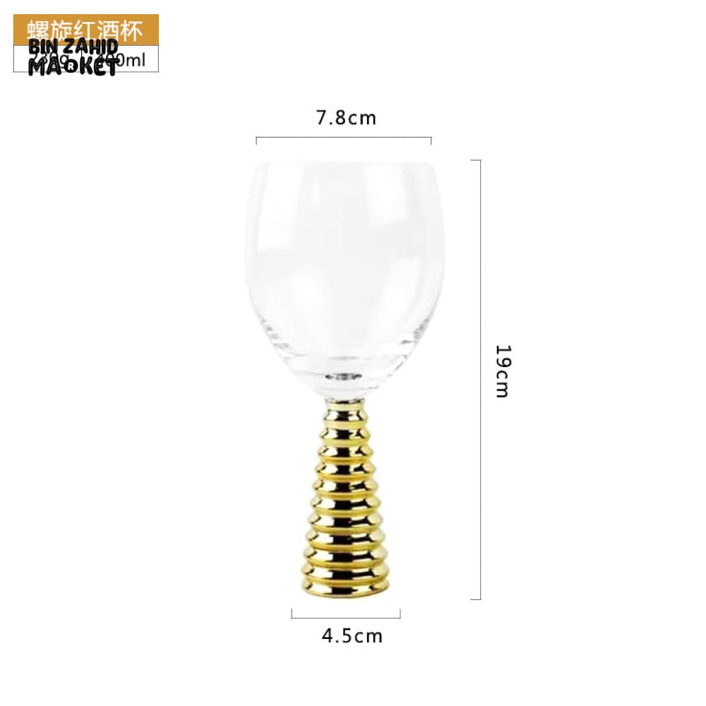 ELECTROPLATED GOLD GLASS COCKTAIL GLASS WITH GOLD BASE LUXURY DRINKWARE FOR BAR & DINING - 6 PIECES SET GOBLETS