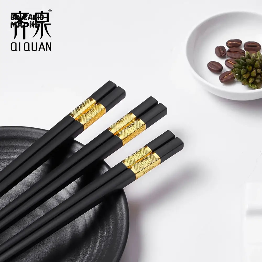 ELEGANT ALLOY CHOPSTICKS – 5 PAIRS LIGHTWEIGHT ANTI-RUST