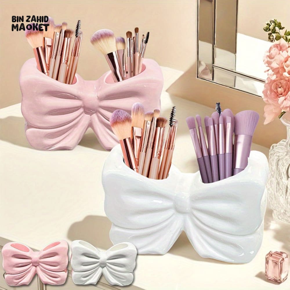 ELEGANT BOW SHAPE TOOTHBRUSH HOLDER – CERAMIC BATHROOM ACCESSORY