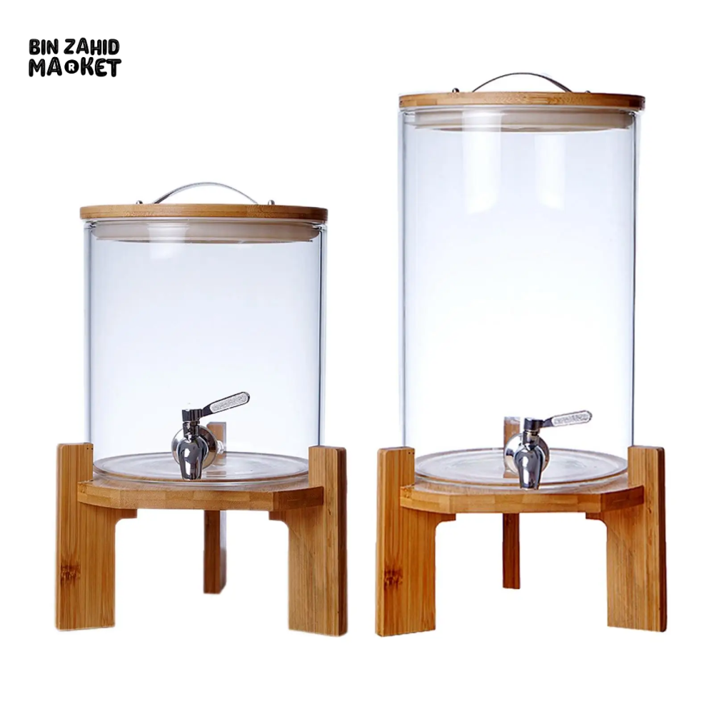 ELEGANT GLASS BEVERAGE DISPENSER JAR WITH LID