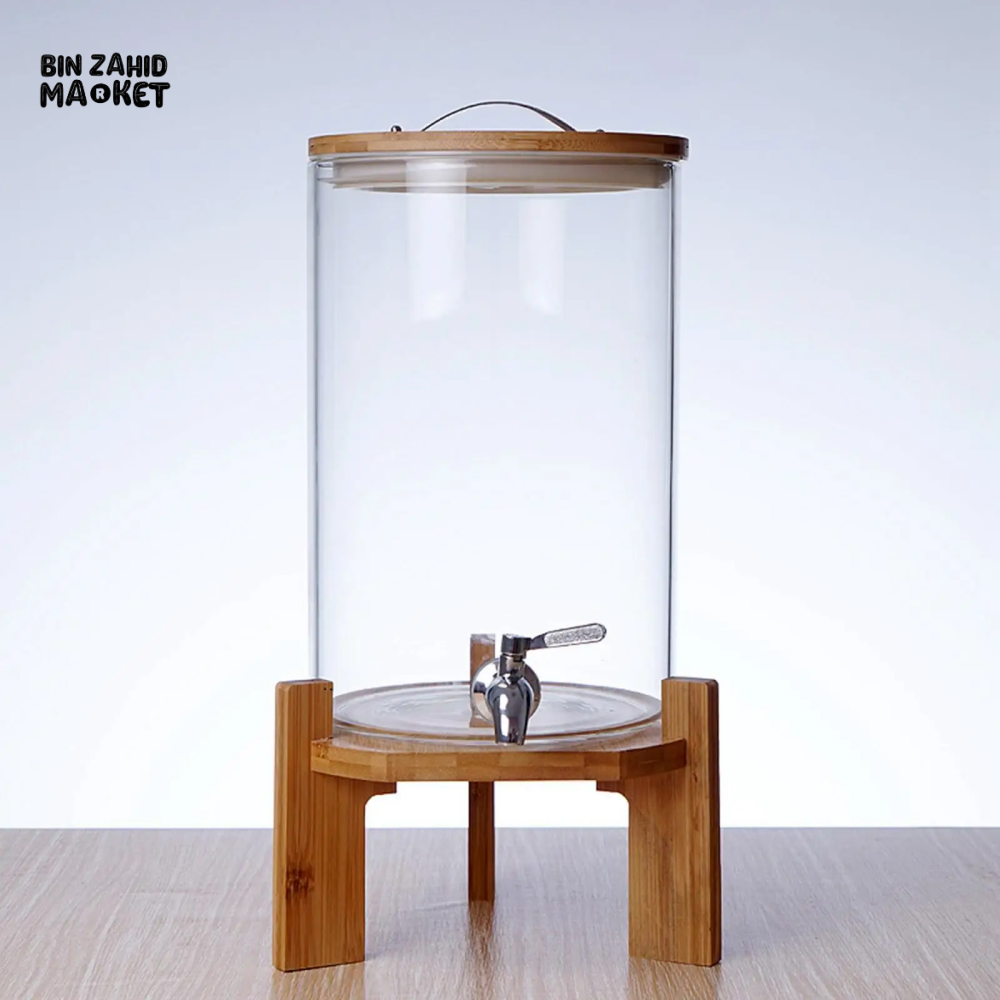 ELEGANT GLASS BEVERAGE DISPENSER JAR WITH LID