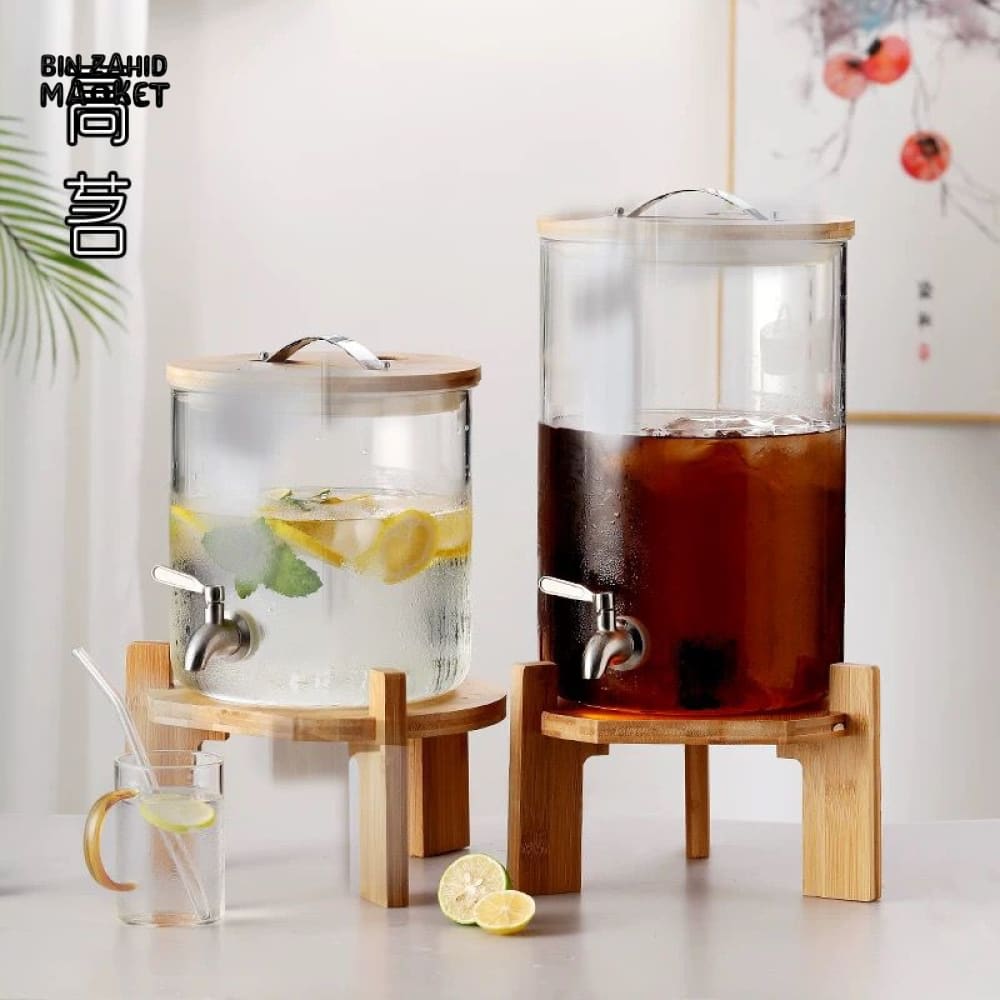 ELEGANT GLASS BEVERAGE DISPENSER JAR WITH LID