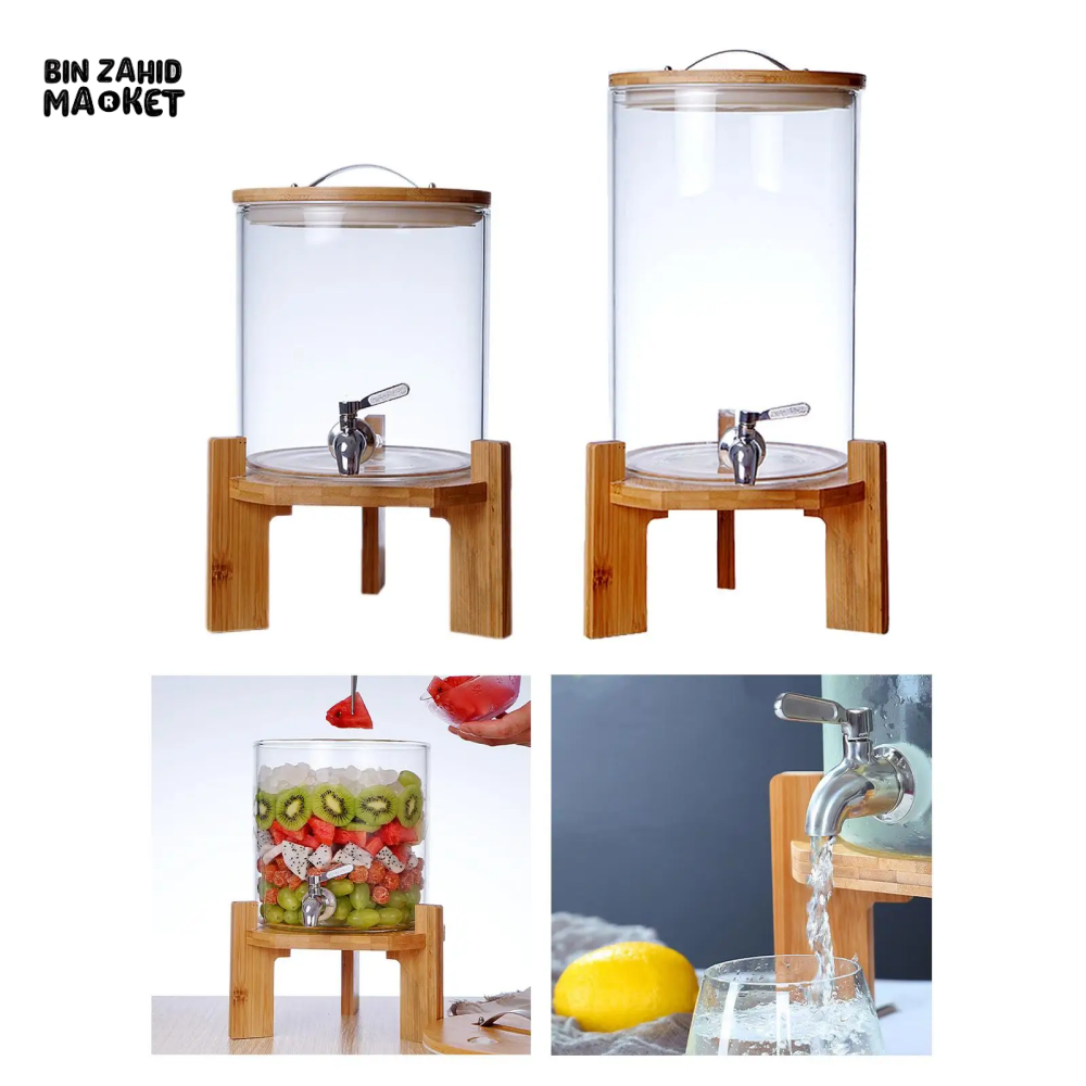 ELEGANT GLASS BEVERAGE DISPENSER JAR WITH LID