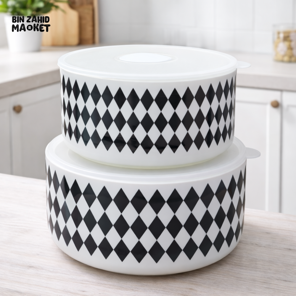 ELEGANT MATTE PORCELAIN-INSPIRED AIRTIGHT STORAGE BOWLS - HARLEQUIN