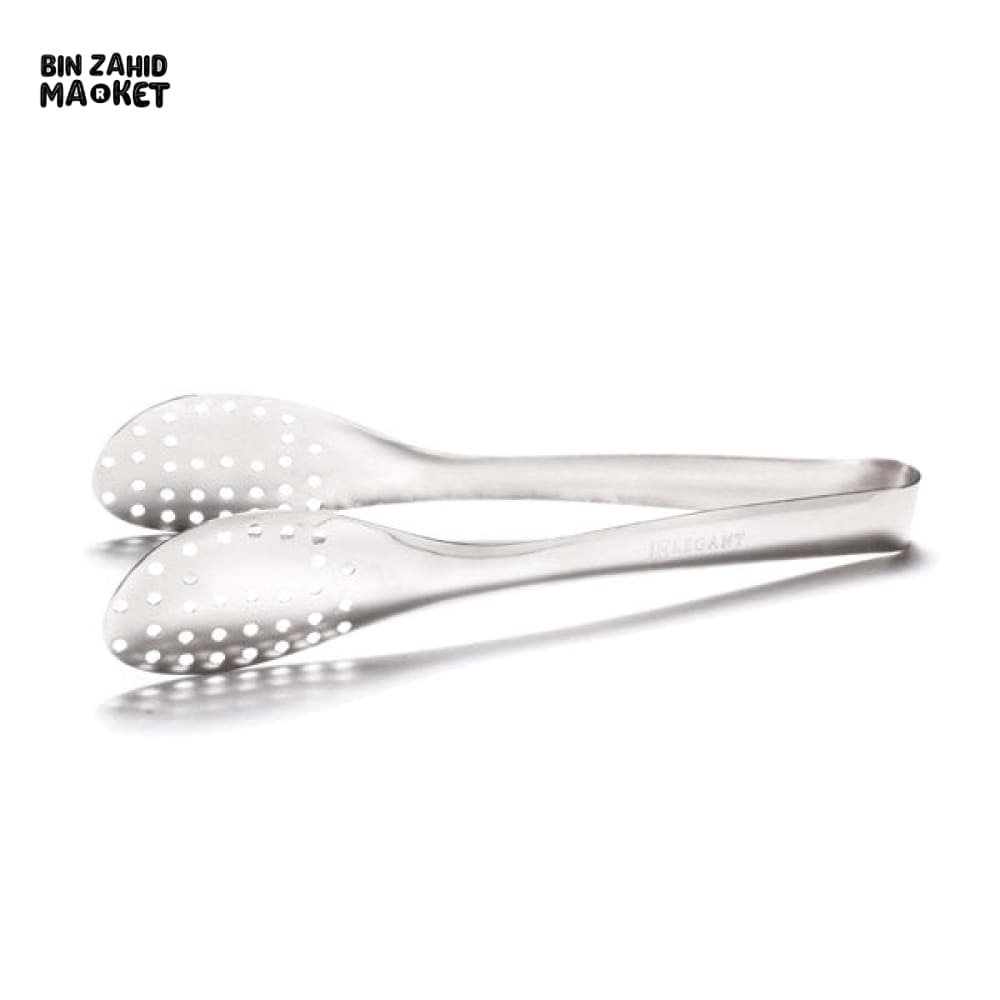 ELEGANT STAINLESS STEEL PERFORATED SERVING TONG – DRAINING TONG FOR FRYING & BOILING