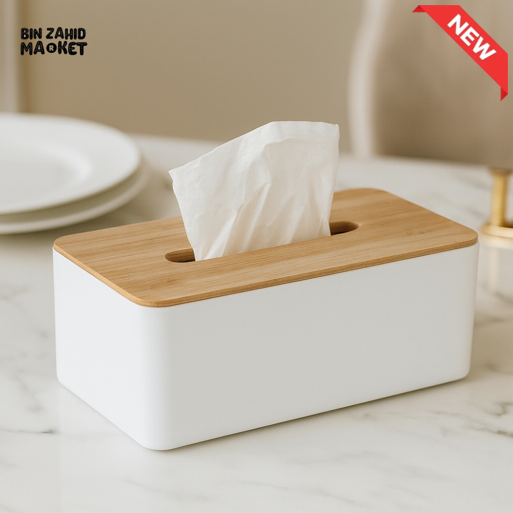 ELEGANT TISSUE HOLDER FOR DINING & LIVING ROOM – BAMBOO TOP