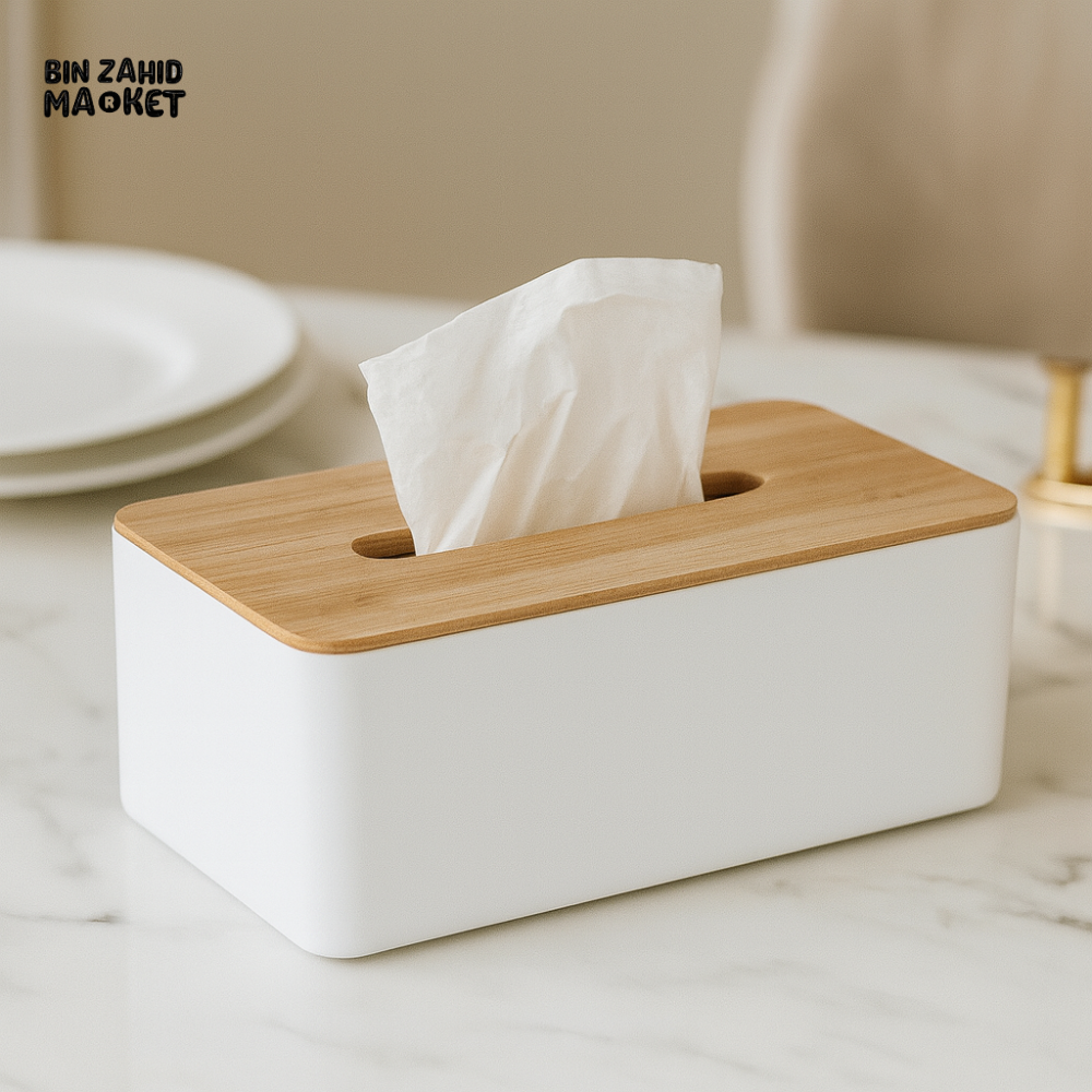 ELEGANT TISSUE HOLDER FOR DINING & LIVING ROOM – BAMBOO TOP