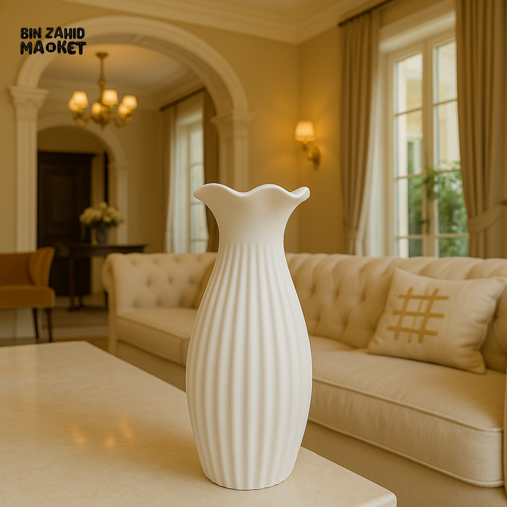 ELEGANT WHITE CERAMIC VASE FOR LUXURY INTERIOR DECOR