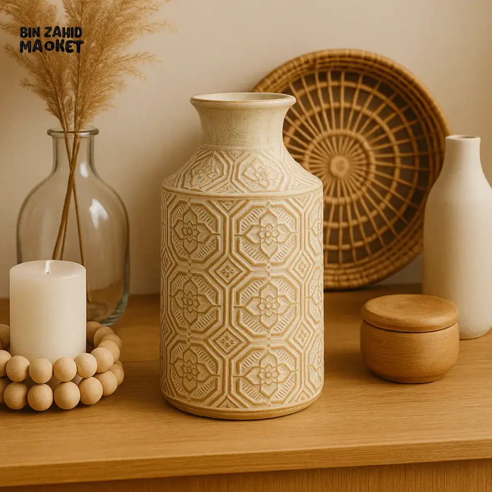 EMBOSSED VINTAGE CERAMIC VASE FOR HOME DECOR - YC-112