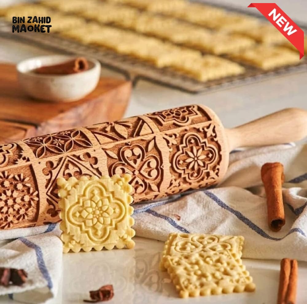 EMBOSSED WOODEN ROLLING PIN