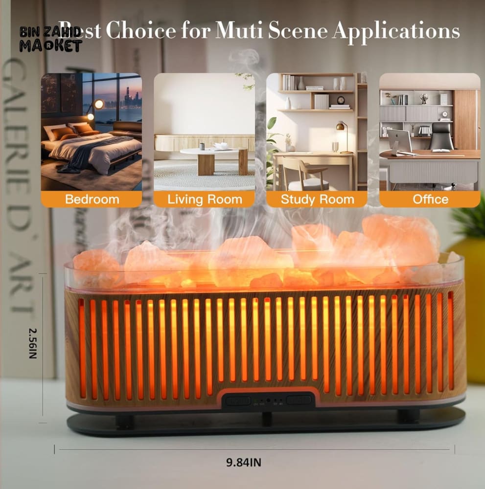 ESSENTIAL OIL DIFFUSER WITH SALT LAMP – QUIET HUMIDIFIER & LED LIGHTS