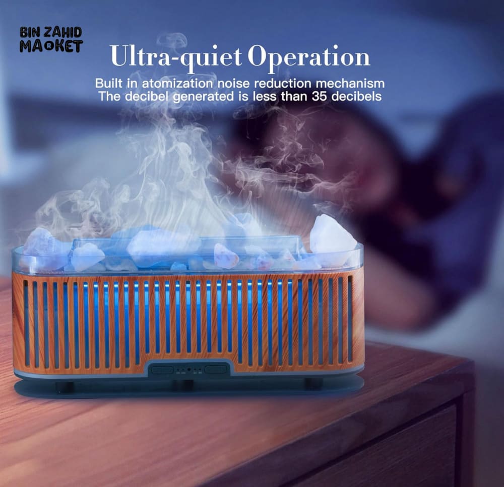 ESSENTIAL OIL DIFFUSER WITH SALT LAMP – QUIET HUMIDIFIER & LED LIGHTS