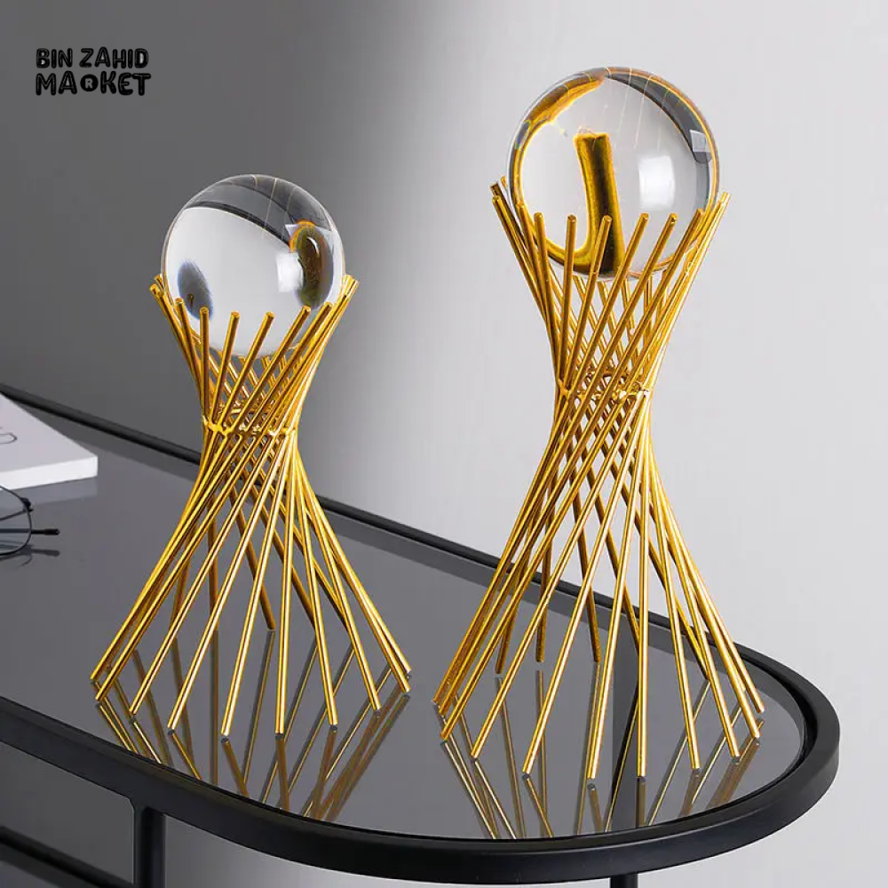 EUROPEAN 2 PEICES LUXURY CRYSTAL BALL ORNAMENT HANDICRAFT LIVING ROOM DECOR