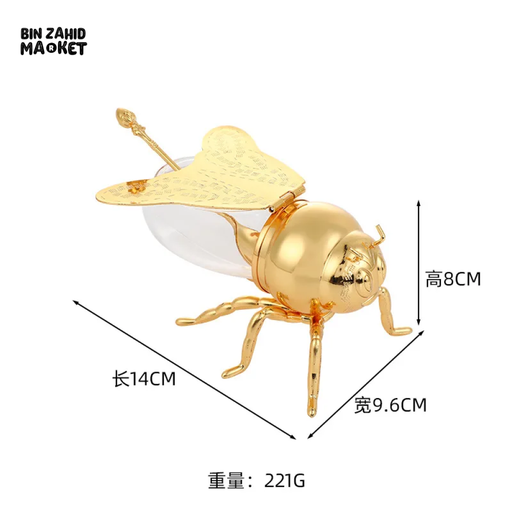 EUROPEAN CLASSICAL BEE DESIGN SUGAR CUP LUXURY GOLDEN SEASONING JAR WITH SPOON ELEGANT METAL KITCHEN DECOR