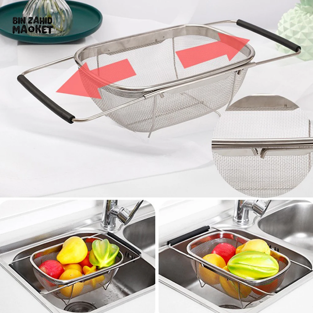 EXPANDABLE STAINLESS STEEL KITCHEN DRAIN BASKET & STRAINER