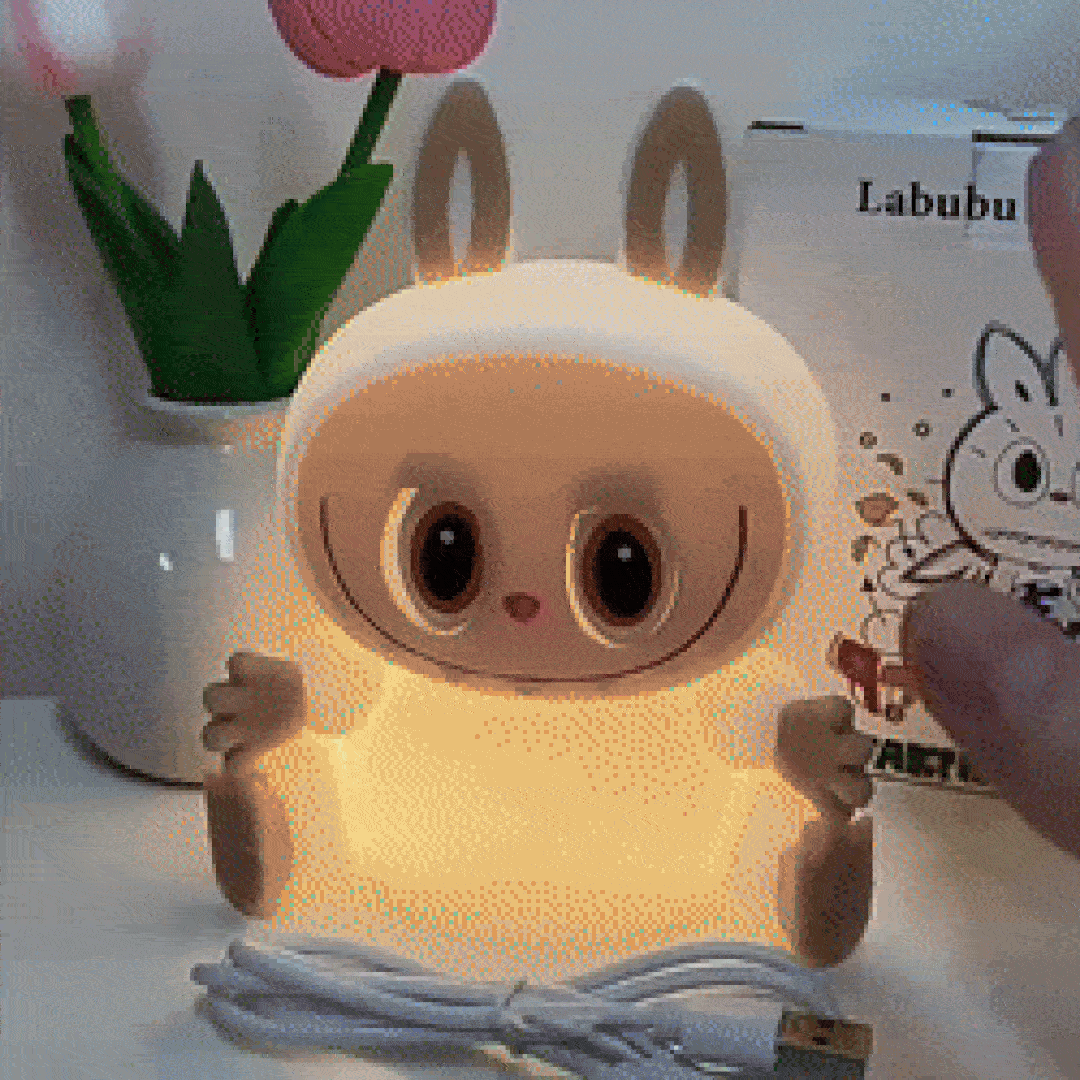 CUTE SILICONE LED NIGHT LIGHT USB RECHARGEABLE TOUCH CONTROL - LABUBU