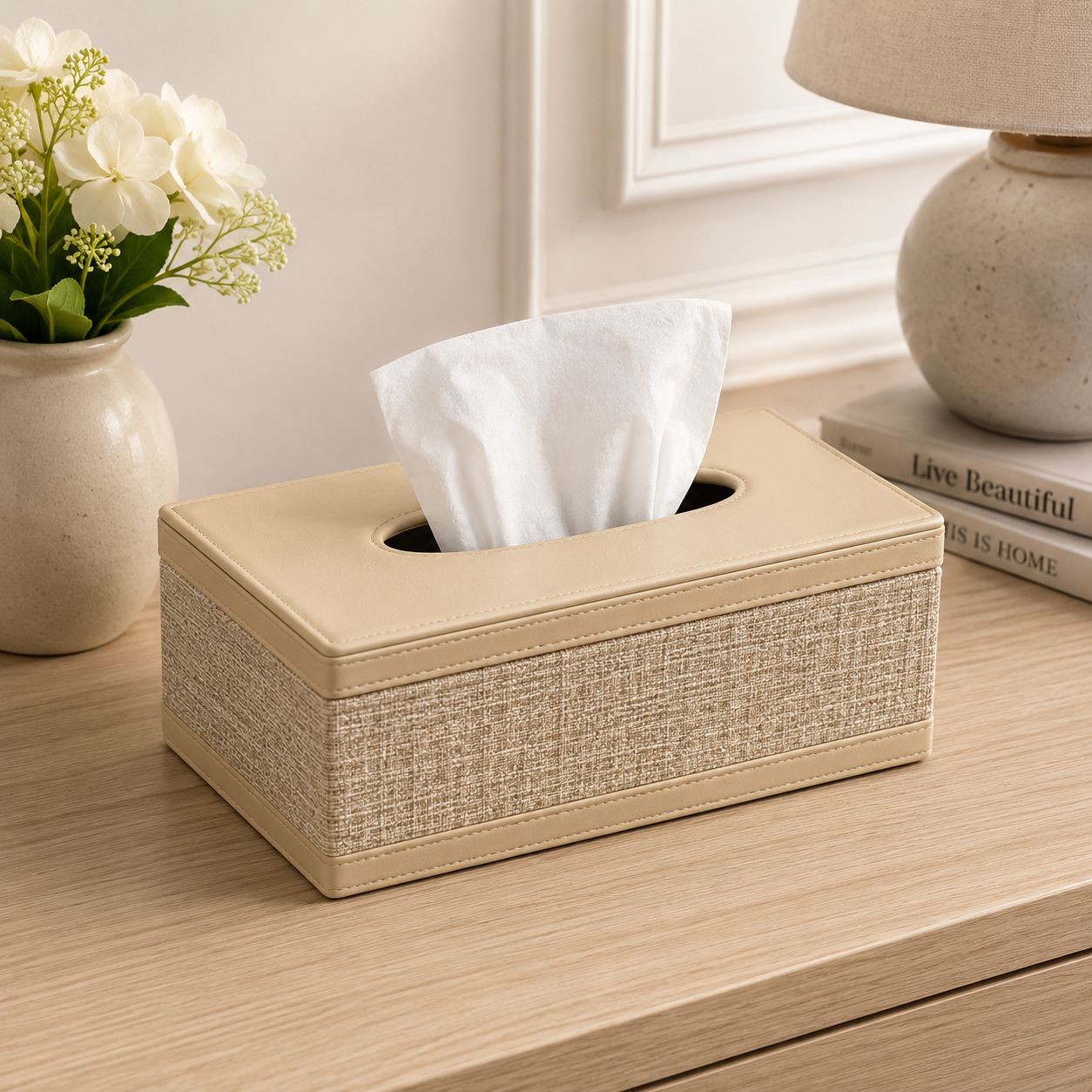 PREMIUM LINEN TISSUE BOX HOLDER