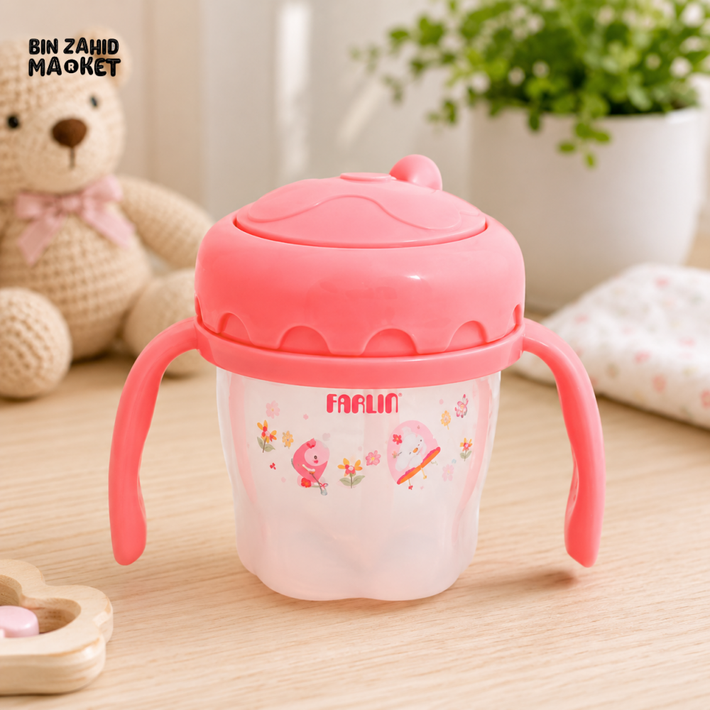 FARLIN DRINKING CUP STEP 3-STRAW 120ML-PINK