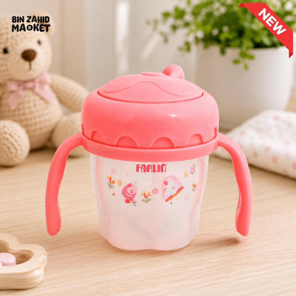 FARLIN DRINKING CUP STEP 3-STRAW 120ML-PINK