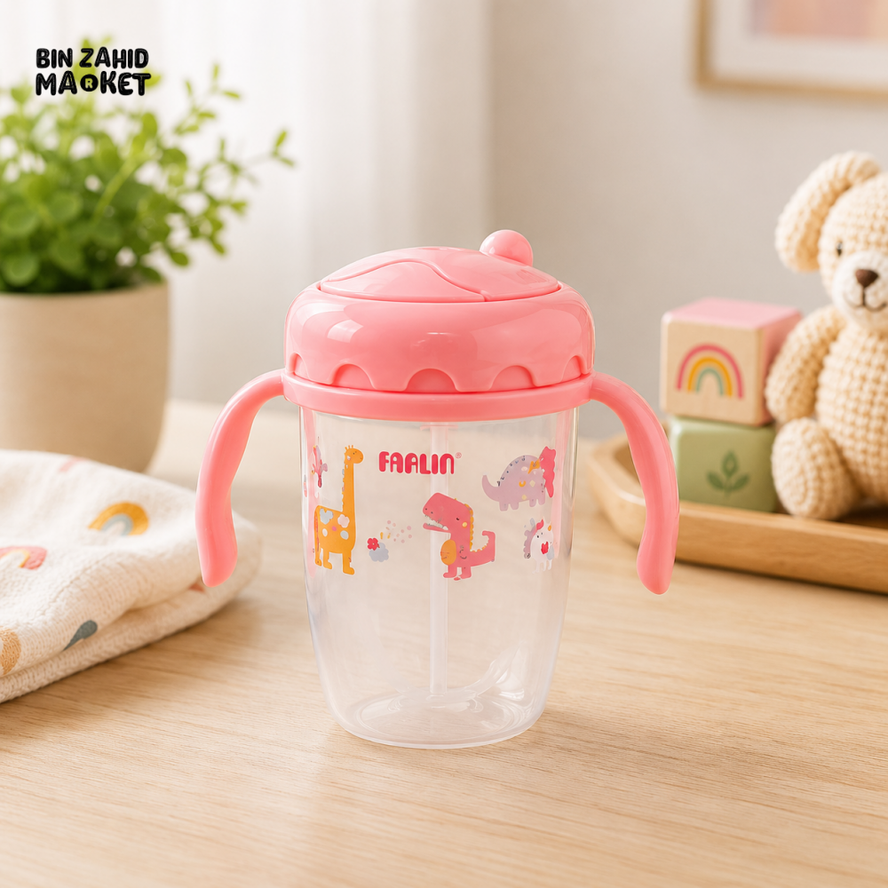FARLIN DRINKING CUP STEP 3-STRAW 240ML-PINK