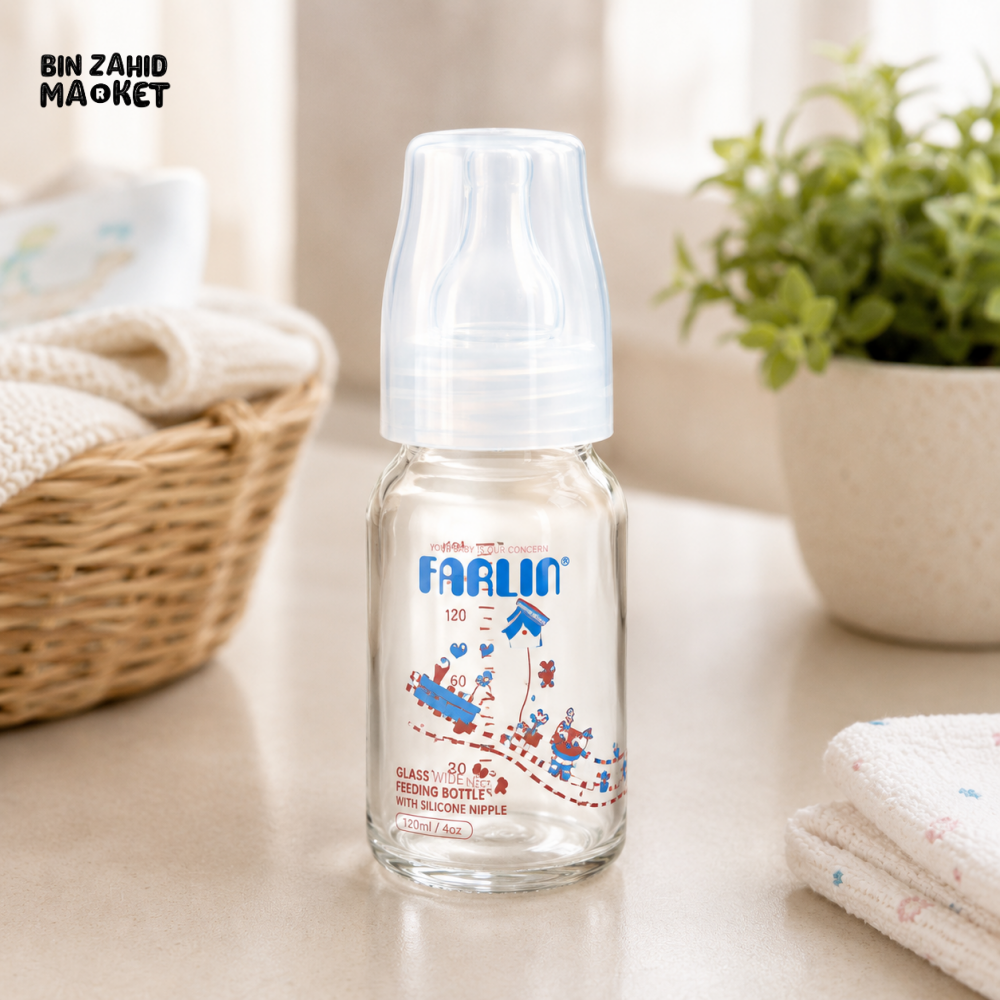 FARLIN GLASS FEEDING BOTTLE 4OZ (HEAT RESISTANT)