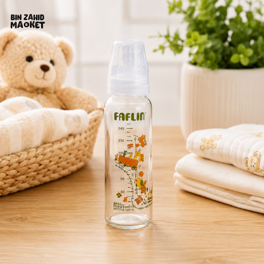 FARLIN GLASS FEEDING BOTTLE 8OZ (HEAT RESISTANT)