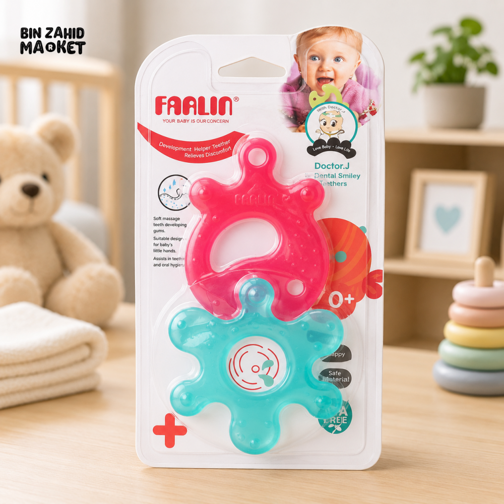 FARLIN PUZZLE GUM SOOTHER - BLUE & PINK