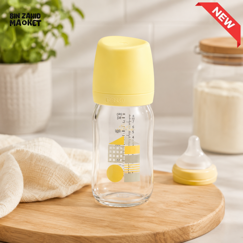 FARLIN WIDE NECK GLASS FEEDER 160ML - YELLOW
