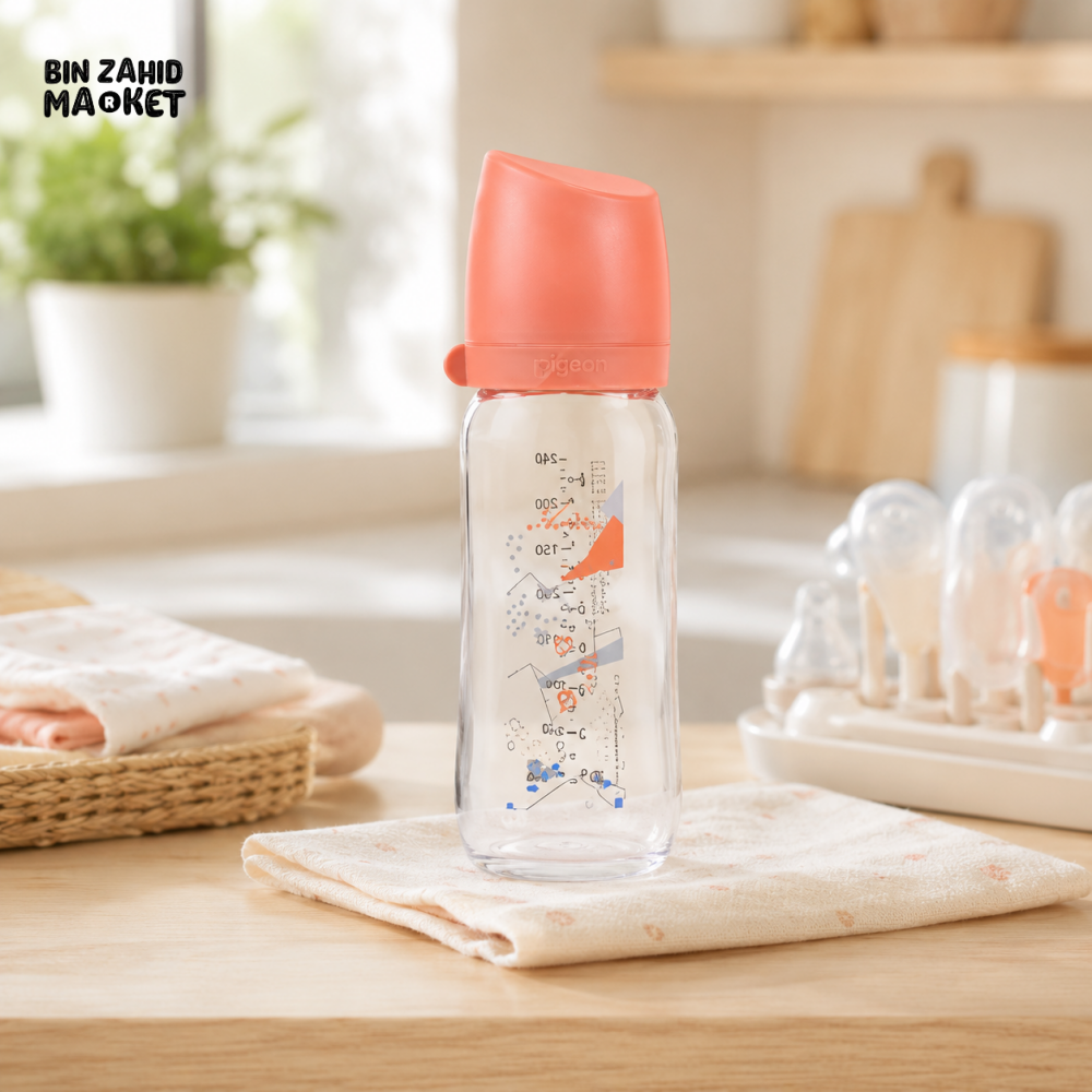 FARLIN WIDE NECK GLASS FEEDER 240ML - ORANGE