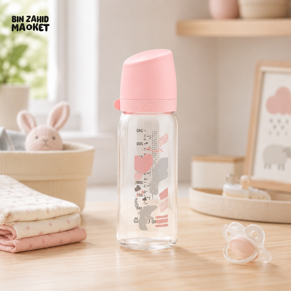 FARLIN WIDE NECK GLASS FEEDER 240ML - PINK
