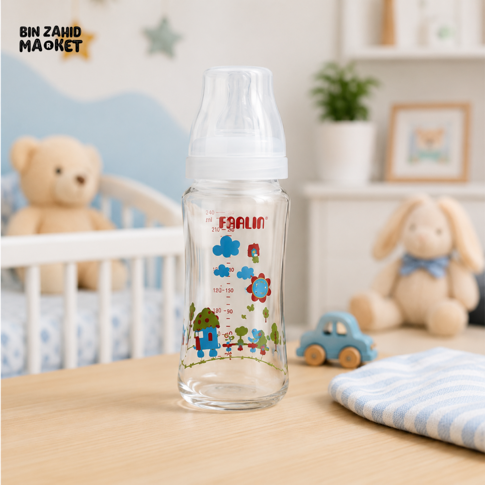 FARLIN WIDE NECK GLASS FEEDING BOTTLE 240 ML