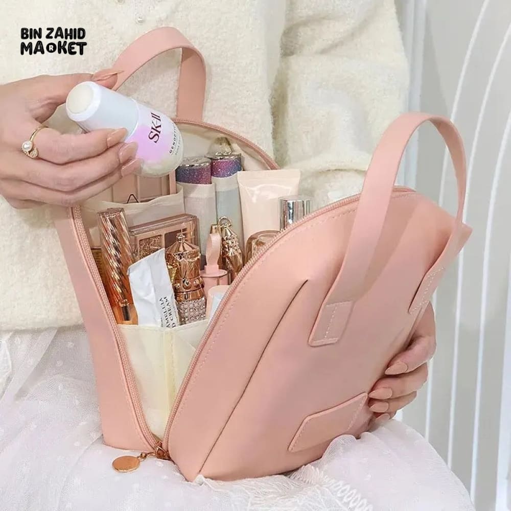 FAUX LEATHER ZIPPER COSMETIC BAG