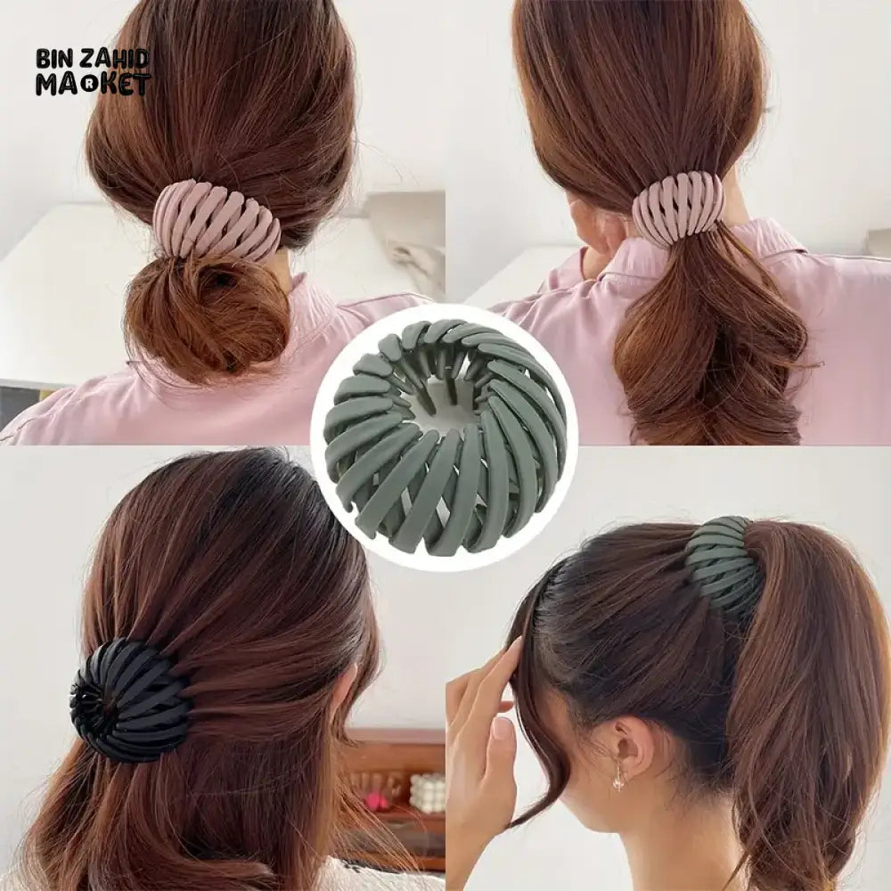 PACK OF 2 WOMEN BUN HAIR CLAW CLIPS HORSETAIL BUCKLE BIRD NEST PONYTAIL