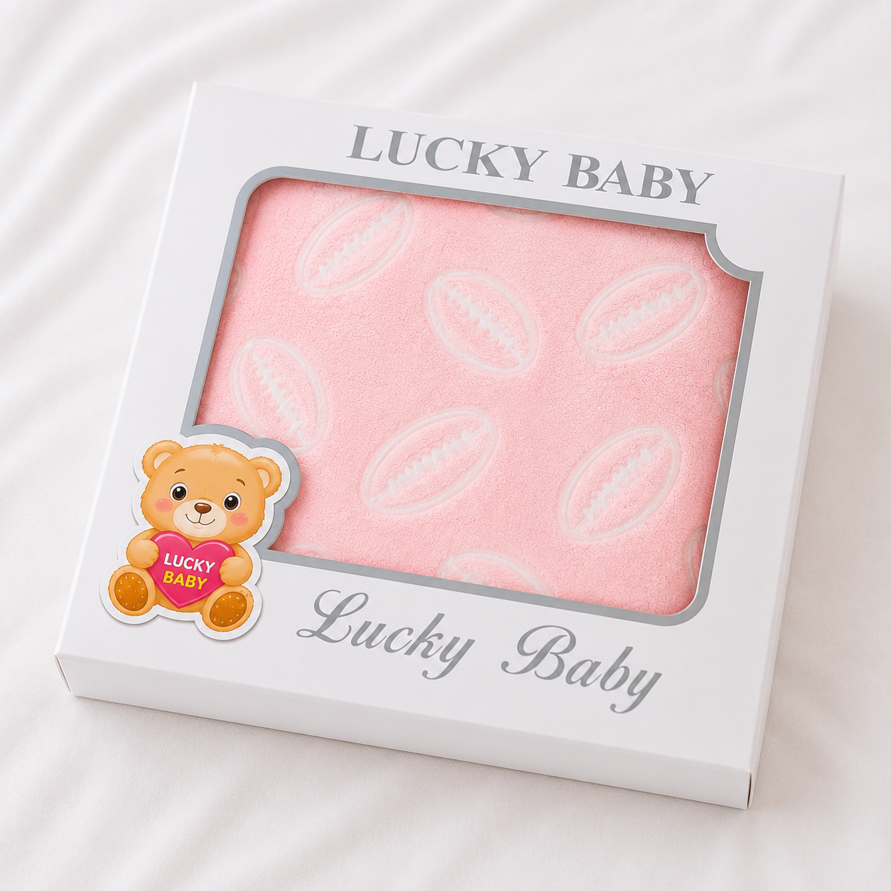 HAPPIMUMS BABY PLUSH SLEEPING BLANKET DOUBLE PLY BASEBALL 110 x 80 - PINK
