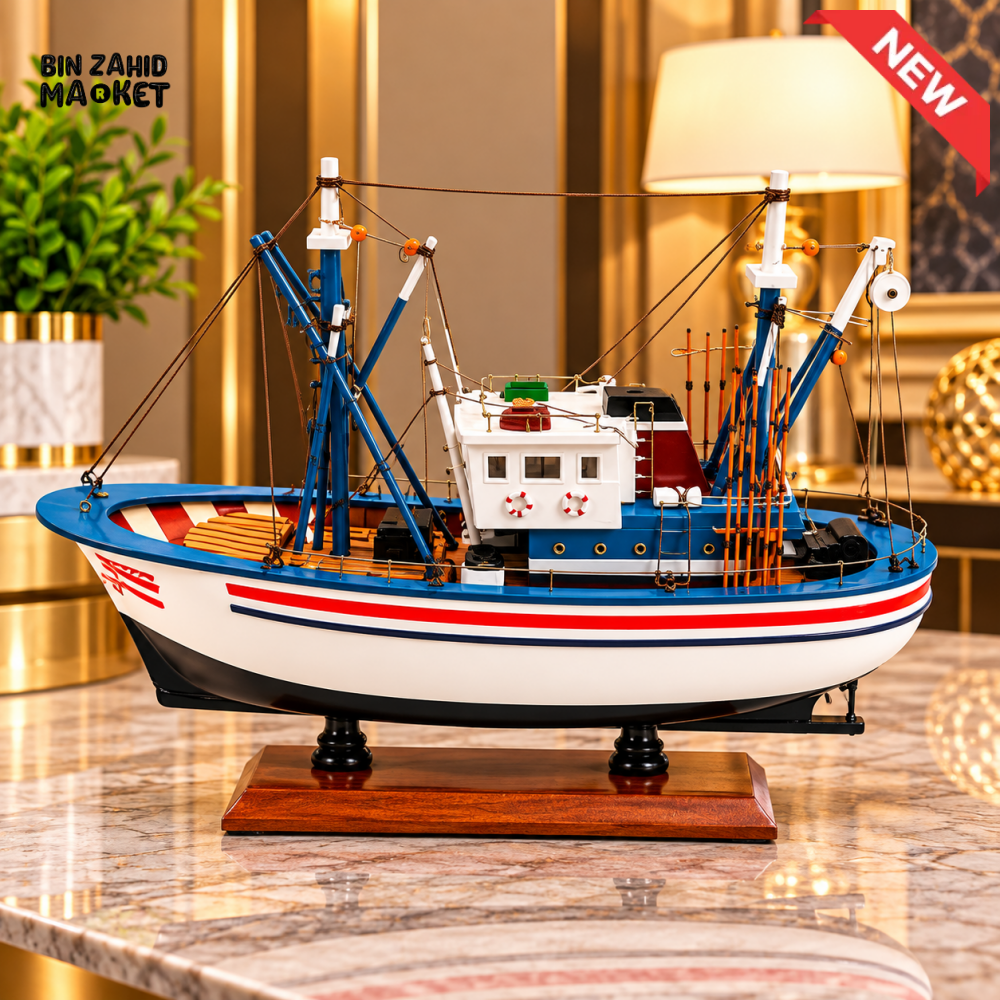 FISHING BOAT MODEL DECORATIVE SHOWPIECE - 16X12 INCHES