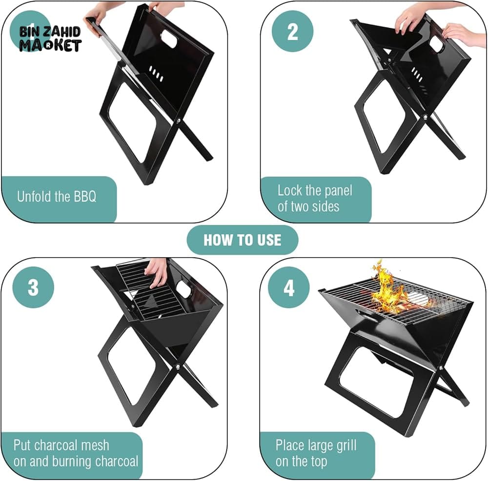 FOLDABLE BBQ GRILL - PORTABLE & EASY TO CARRY