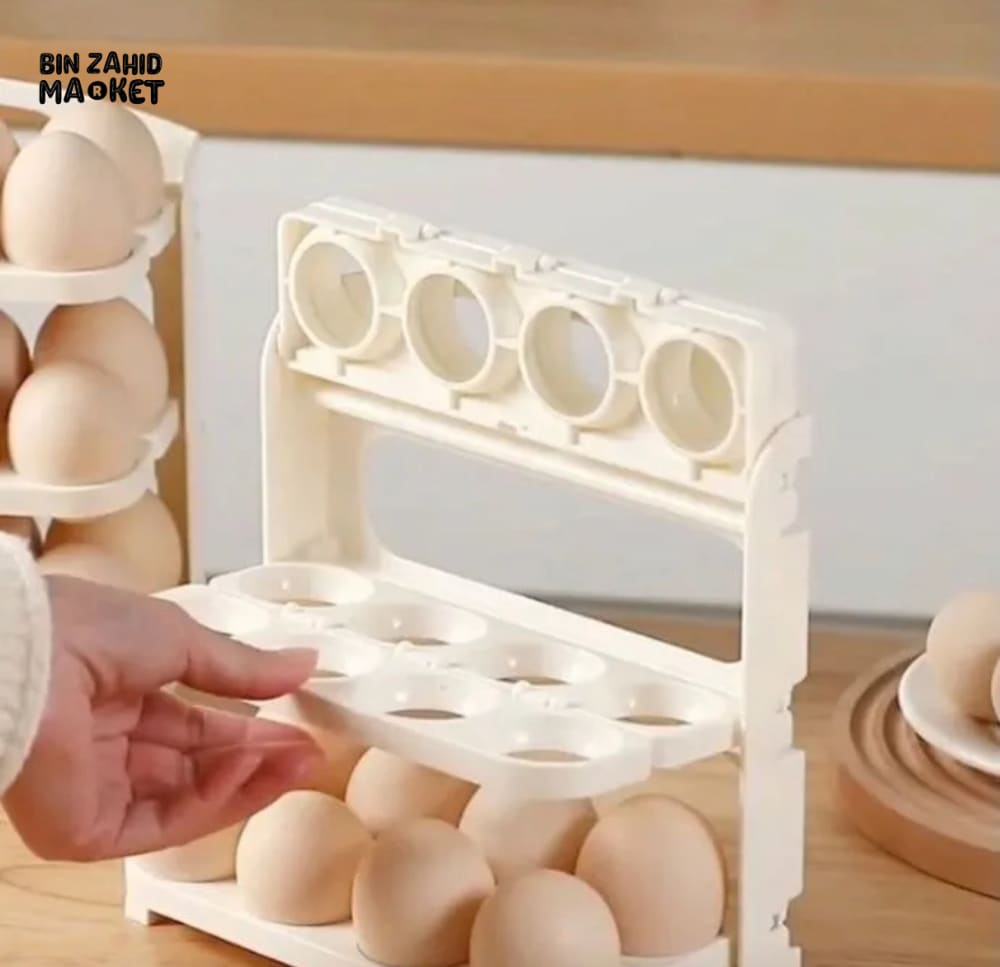FOLDABLE EGG STORAGE RACK – KITCHEN FRIDGE DOOR ORGANIZER