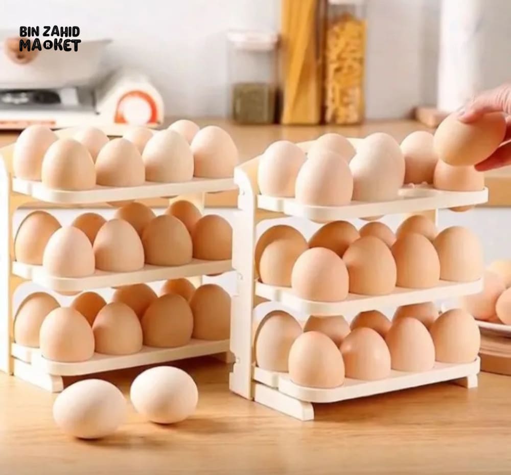 FOLDABLE EGG STORAGE RACK – KITCHEN FRIDGE DOOR ORGANIZER