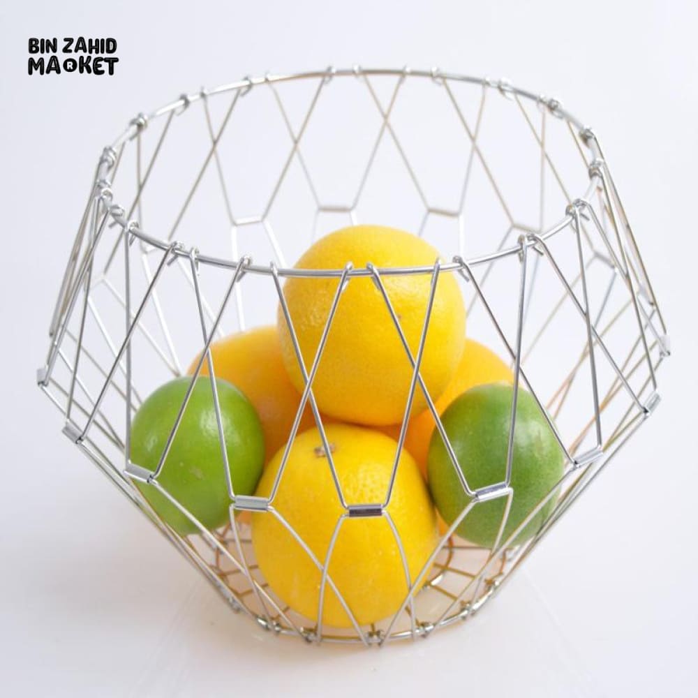 FOLDABLE IRON WIRE FRUIT BOWL – LARGE CAPACITY SCALABLE DESKTOP STORAGE BASKET HOLLOW DESIGN