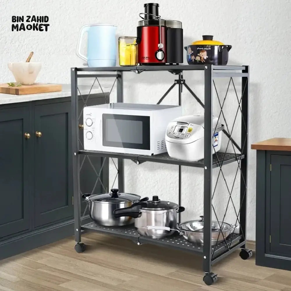 FOLDABLE KITCHEN TROLLEY Black