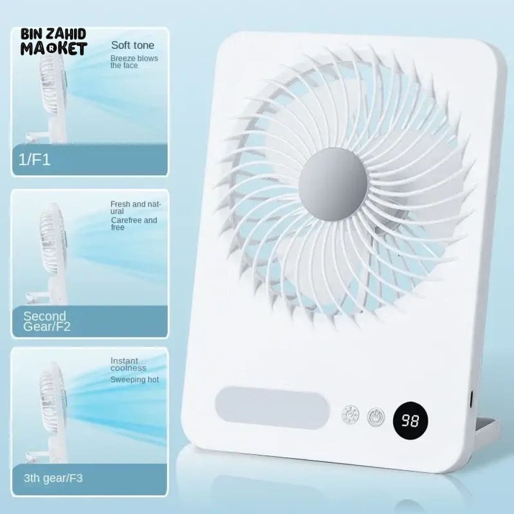 FOLDABLE SLIM MINI SUMMER DESK FAN WITH LED LIGHT