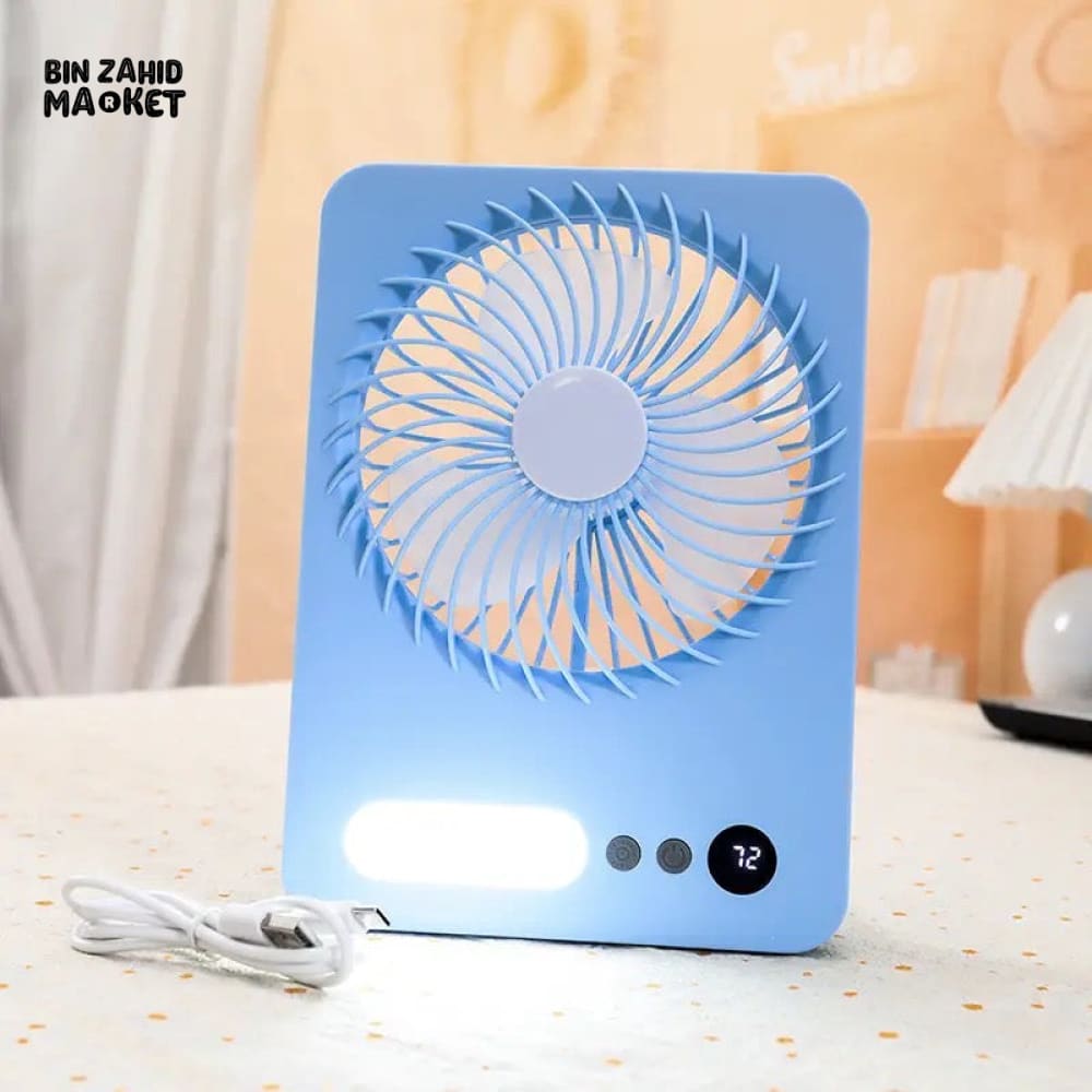 FOLDABLE SLIM MINI SUMMER DESK FAN WITH LED LIGHT