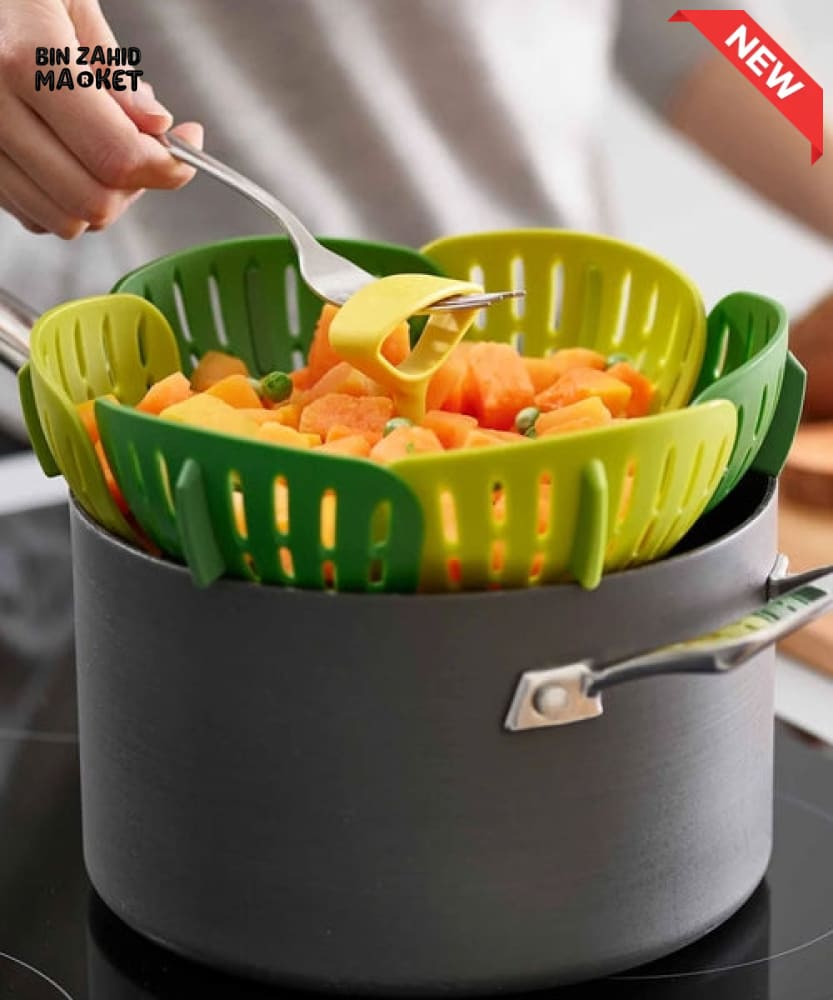 FOLDABLE STEAMER COOKING BASKET – MULTIFUNCTIONAL VEGETABLE DUMPLING & FOOD STEAMER FOR POTS & PANS