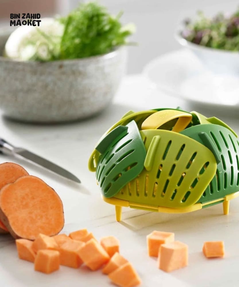 FOLDABLE STEAMER COOKING BASKET – MULTIFUNCTIONAL VEGETABLE DUMPLING & FOOD STEAMER FOR POTS & PANS