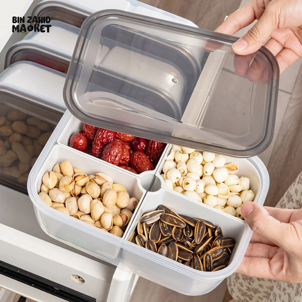 FRIDGE ORGANIZER, DIVIDED VEGETABLE & MEAT BOX, FOOD-GRADE, MICROWAVEABLE.