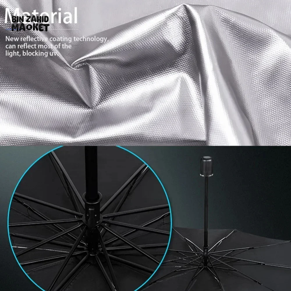 FRONT WINDSHIELD SUNSHADE – COMPACT CAR UMBRELLA FOR SUN & HEAT PROTECTION