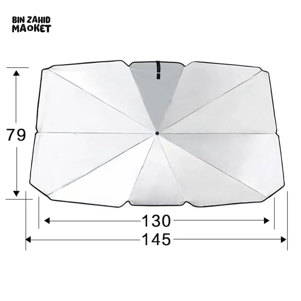 FRONT WINDSHIELD SUNSHADE – COMPACT CAR UMBRELLA FOR SUN & HEAT PROTECTION