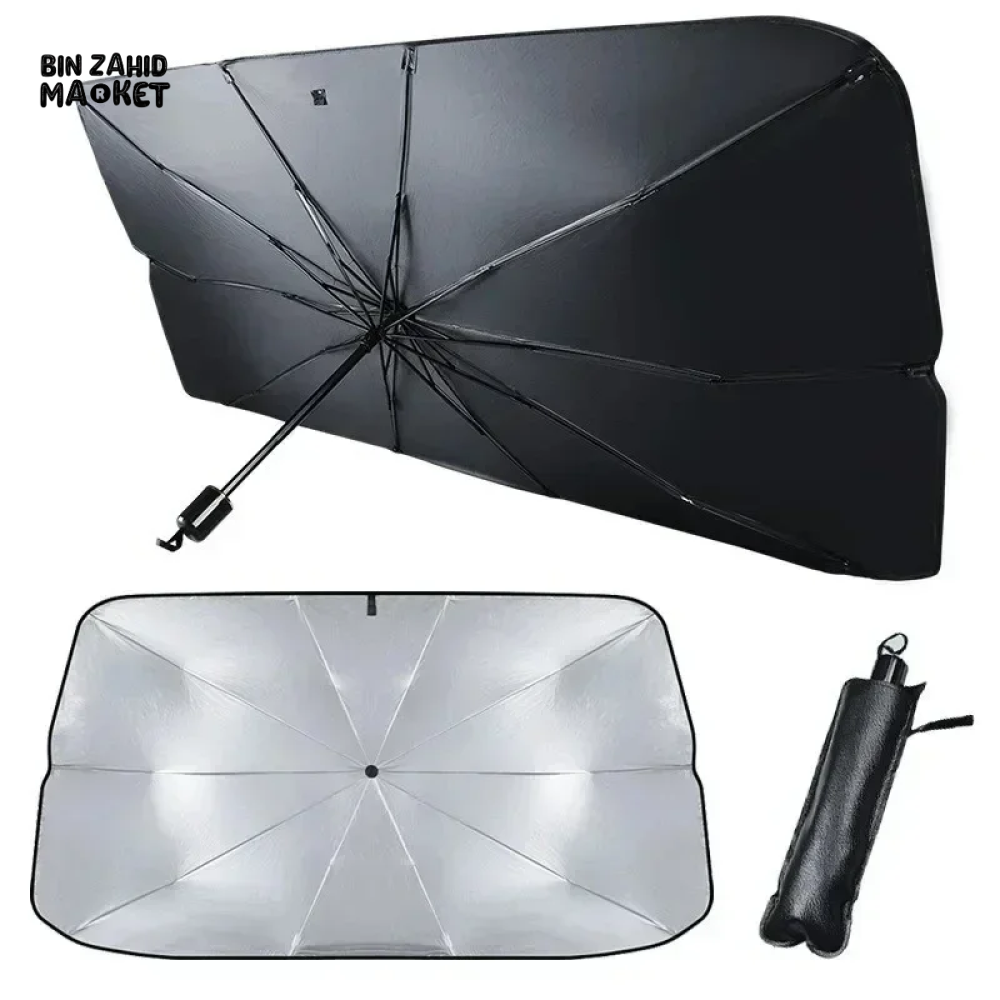 FRONT WINDSHIELD SUNSHADE – COMPACT CAR UMBRELLA FOR SUN & HEAT PROTECTION