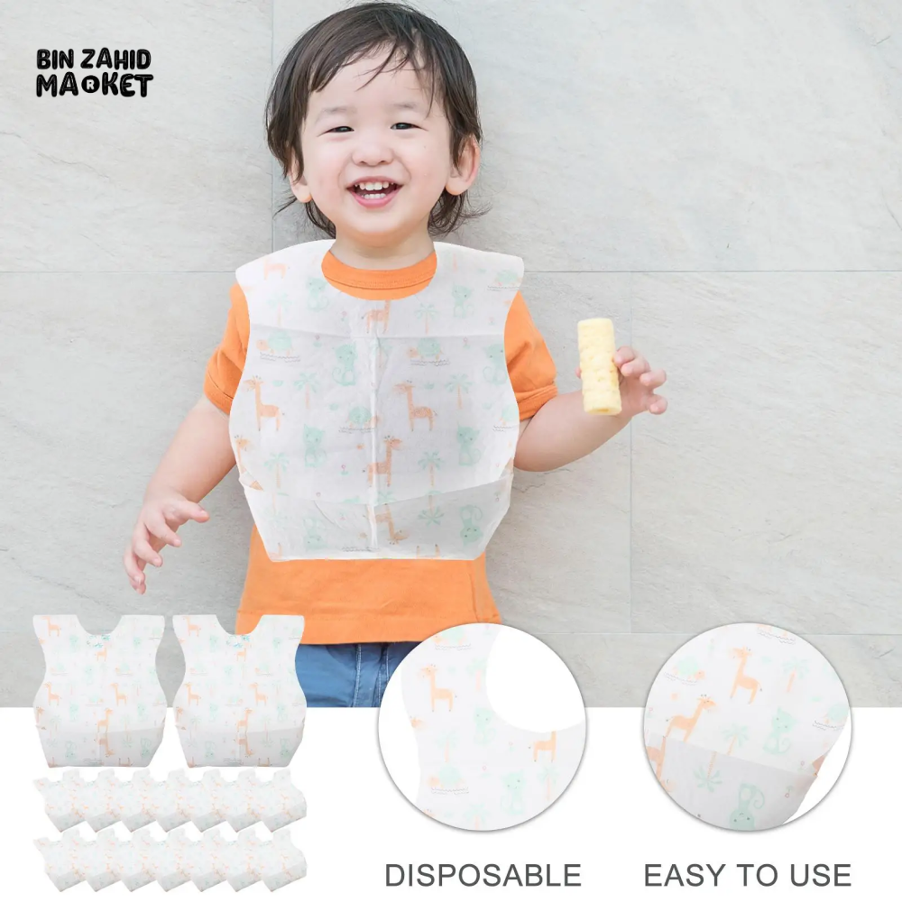 FRUIT PRINT DISPOSABLE TODDLER BIBS – PACK OF 3 MESS-FREE MEALTIME & DROOL PROTECTION
