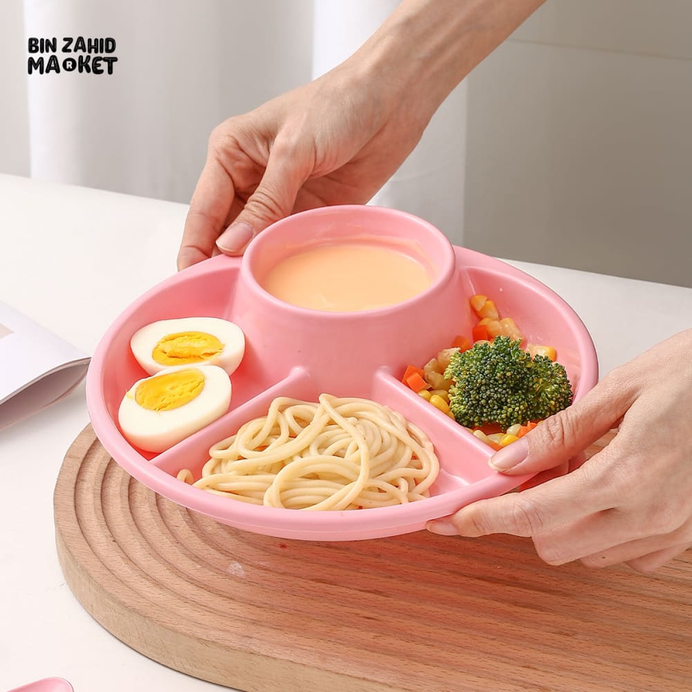 FRUIT SALAD DIVIDED PLATE – MICROWAVE SAFE REUSABLE FOOD DISH FOR CAKE DESSERT AND KITCHEN TABLEWARE